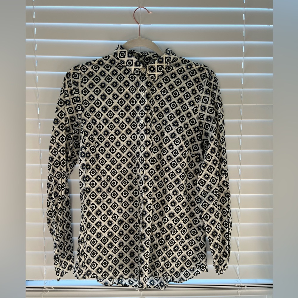 J.Crew Button Down, Size 10, Navy and Black